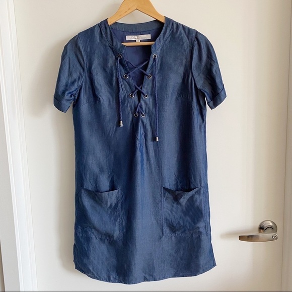 COPY - Lovers + Friends Waterfront Denim Lace Up Dress - Picture 4 of 6